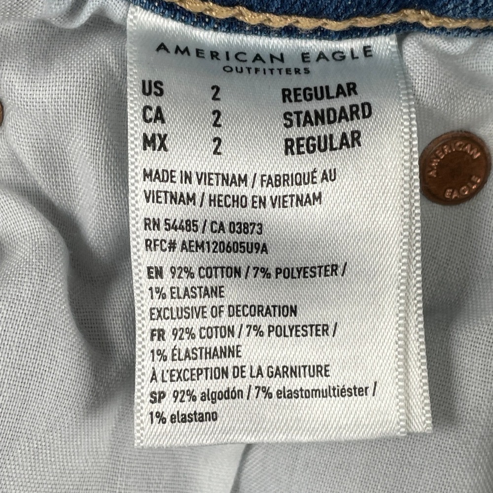 American Eagle Jeans Womens 2 Blue Super Hi-Rise Flare Super Stretch Distressed - Picture 5 of 10